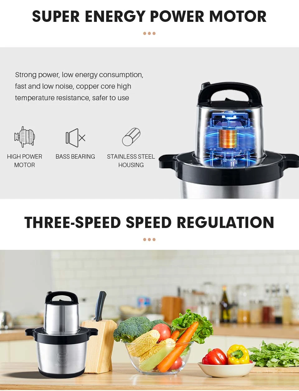 Restaurant Food Chopper Processor Stainless Steel Fufu Yam Pounding Machine Vegetable 6L 10L 12L Electric Meat Grinder Price for Food (300/400/800/1000/1200W)